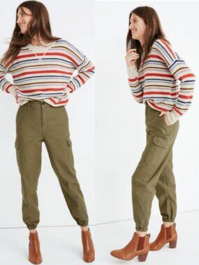 Madewell High-Rise Cargo Fatigue Pants NWT in Green Surplus 25